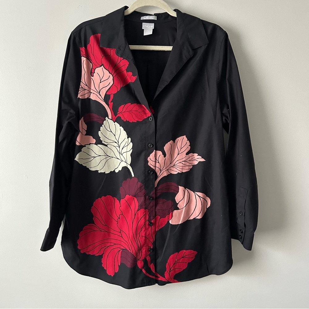 Chicos Wrinkle Resistant Button Front Floral Top … - image 2